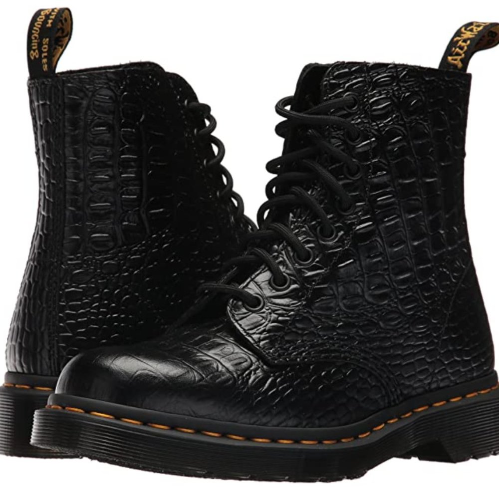 Dr Martens Pascal Croco 8 Eye Boot Black